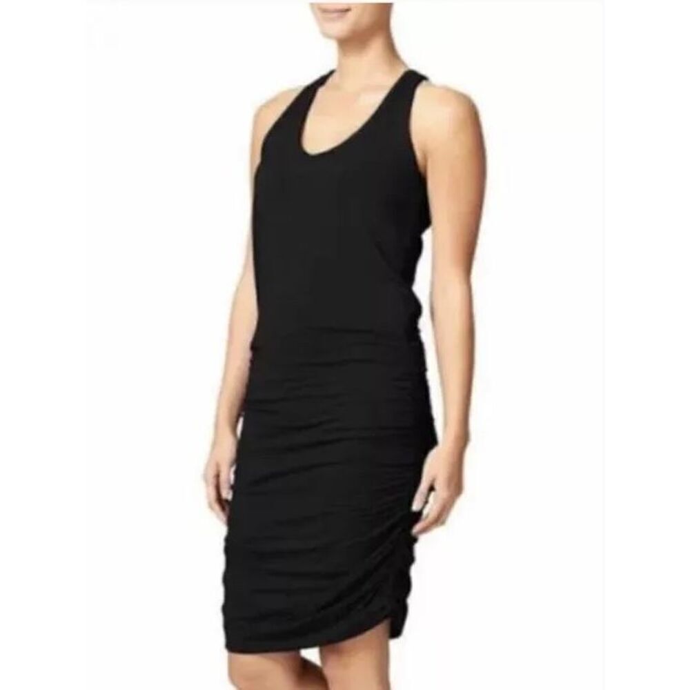 ✨Athleta Tee Racerback Sz XS Dress Sleeveless Ruched Black✨